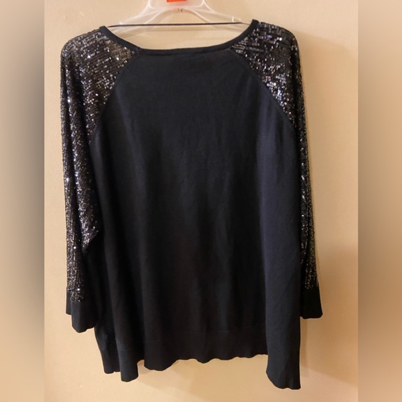 Cable & Gauge black crewneck sweater with sequences on sleeves - 2X (plus) -NWT - Picture 9 of 14